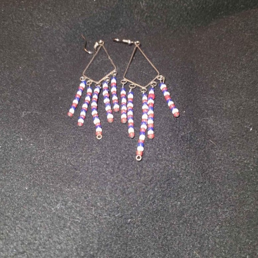 Red white an blue earrings